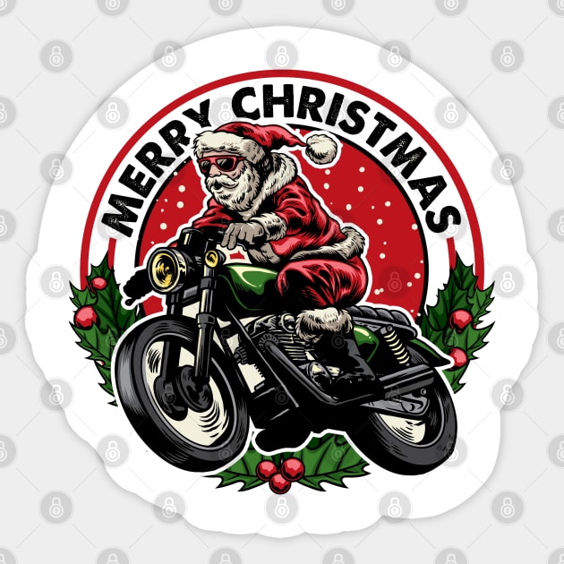 Biker Santa Sticker by ManxHaven